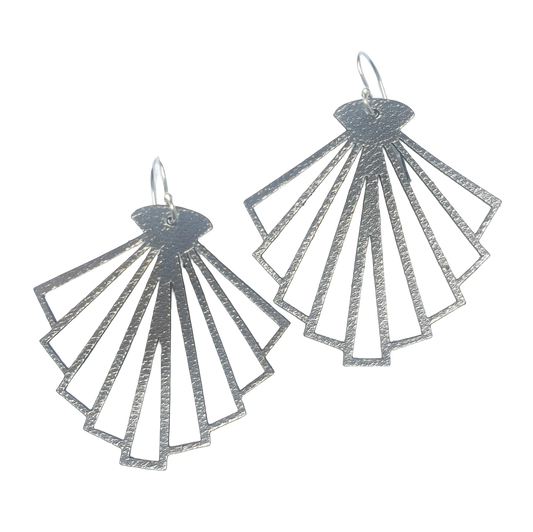 Art deco fan Leather Earrings | Geometric Dangle Earrings Australia