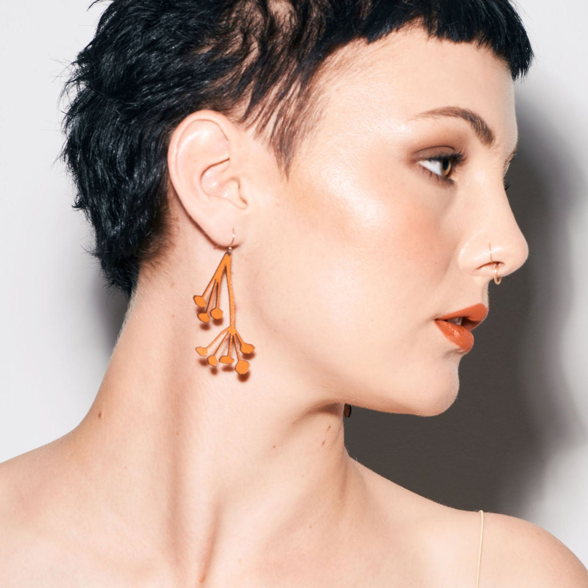 Wattle design leather earrings // lightweight laser cut