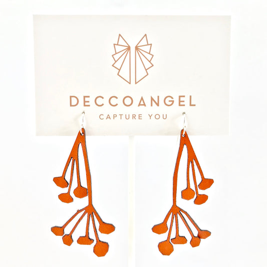 Wattle design leather earrings // lightweight laser cut