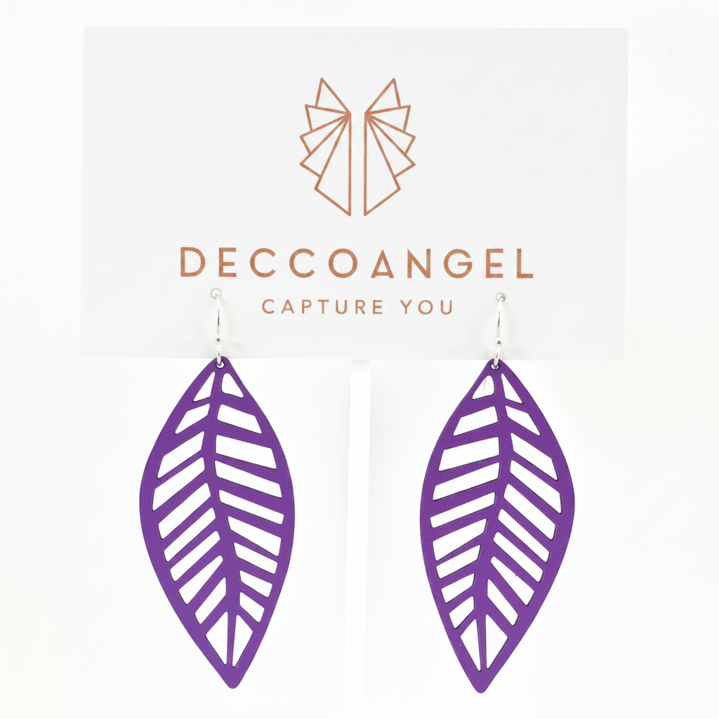 Purple Leaf Earrings #A54DCF