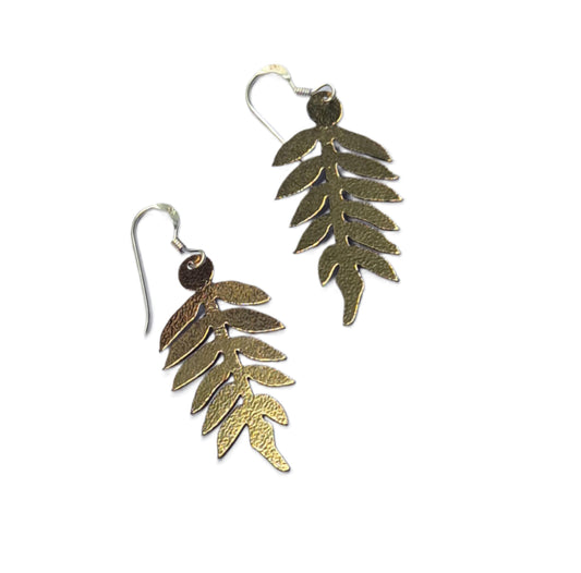 Fern Leaf Leather Earrings | Lightweight Drop Earrings Australia