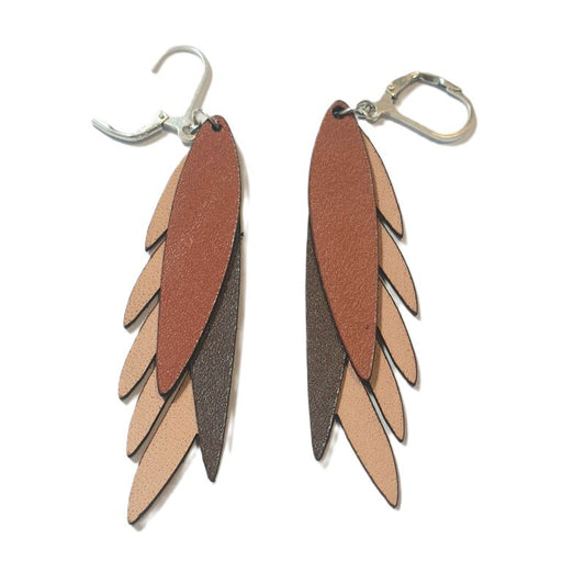 Birdtail inspired Leather Earrings | Lightweight drop earrings Australia