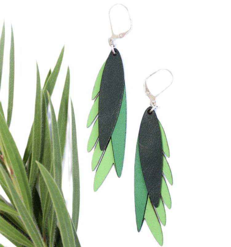 Birdtail inspired Leather Earrings | Lightweight drop earrings Australia