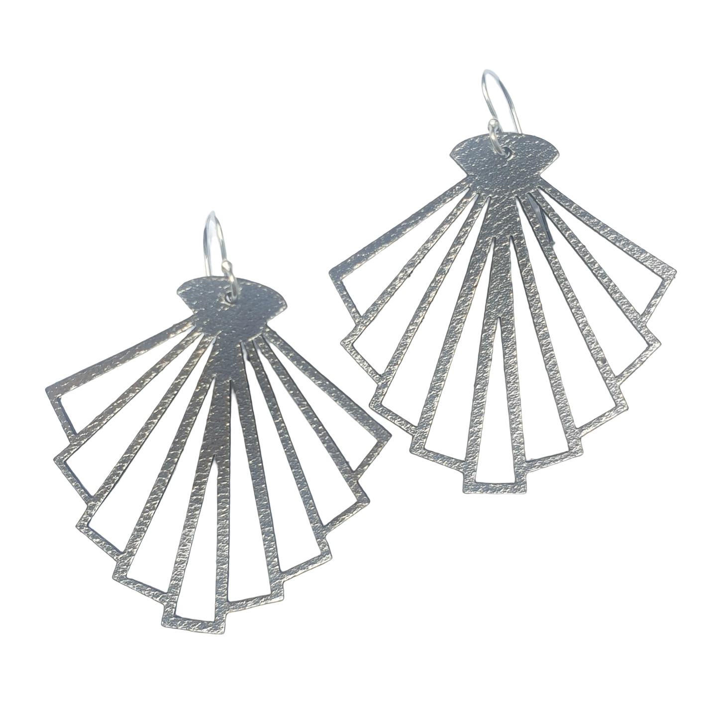 Art deco fan Leather Earrings | Geometric Dangle Earrings Australia