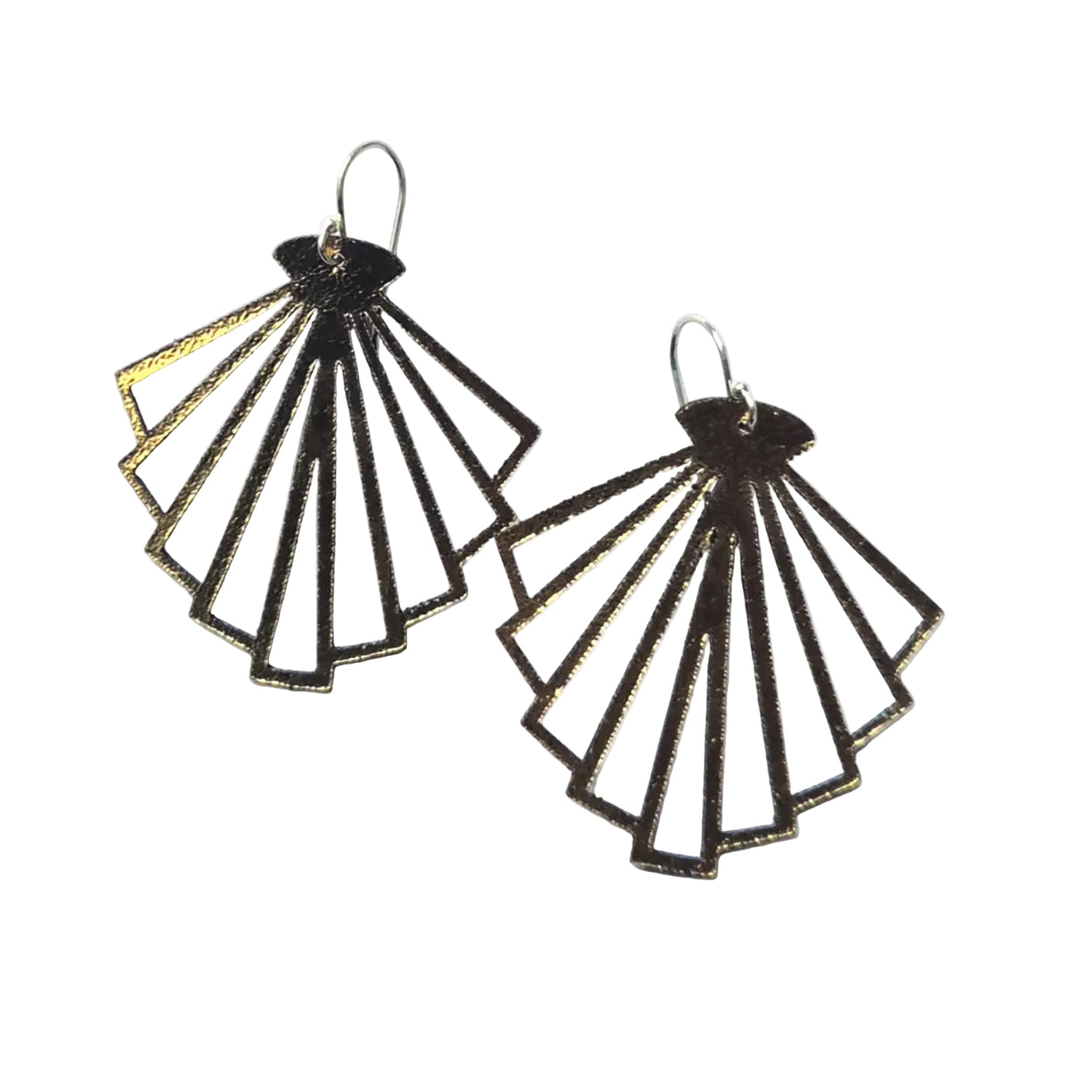 Art deco fan Leather Earrings | Geometric Dangle Earrings Australia