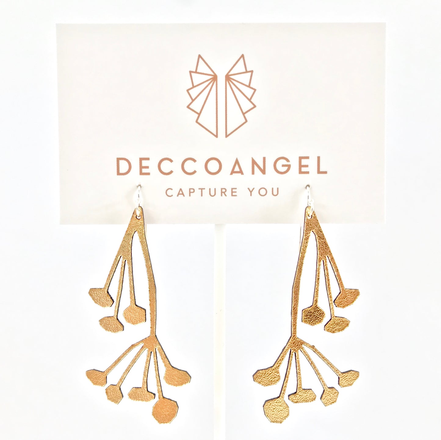Wattle design leather earrings // lightweight laser cut