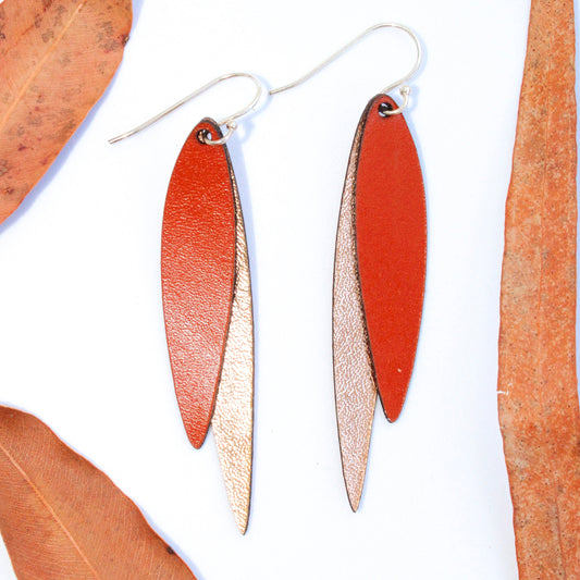 Duo bird inspired Leather Earrings | Lightweight dangle Earrings Australia