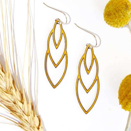 Art Deco Leather Earrings | Lightweight dangle Earrings Australia
