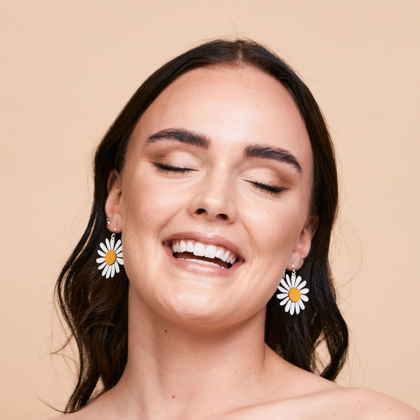 Daisy leather flower | Lightweight drop Earrings Australia