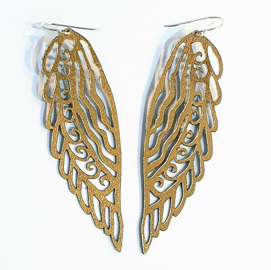 Peacock Wing Leather Earrings | Lightweight dangle Earrings Australia