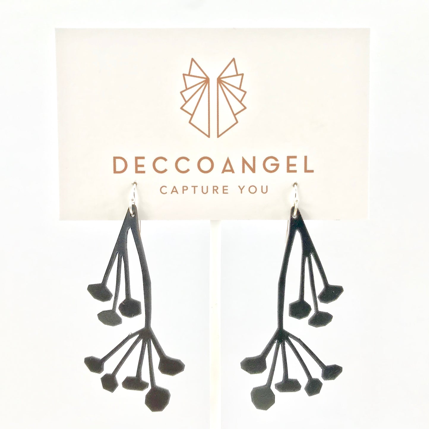 Wattle design leather earrings // lightweight laser cut