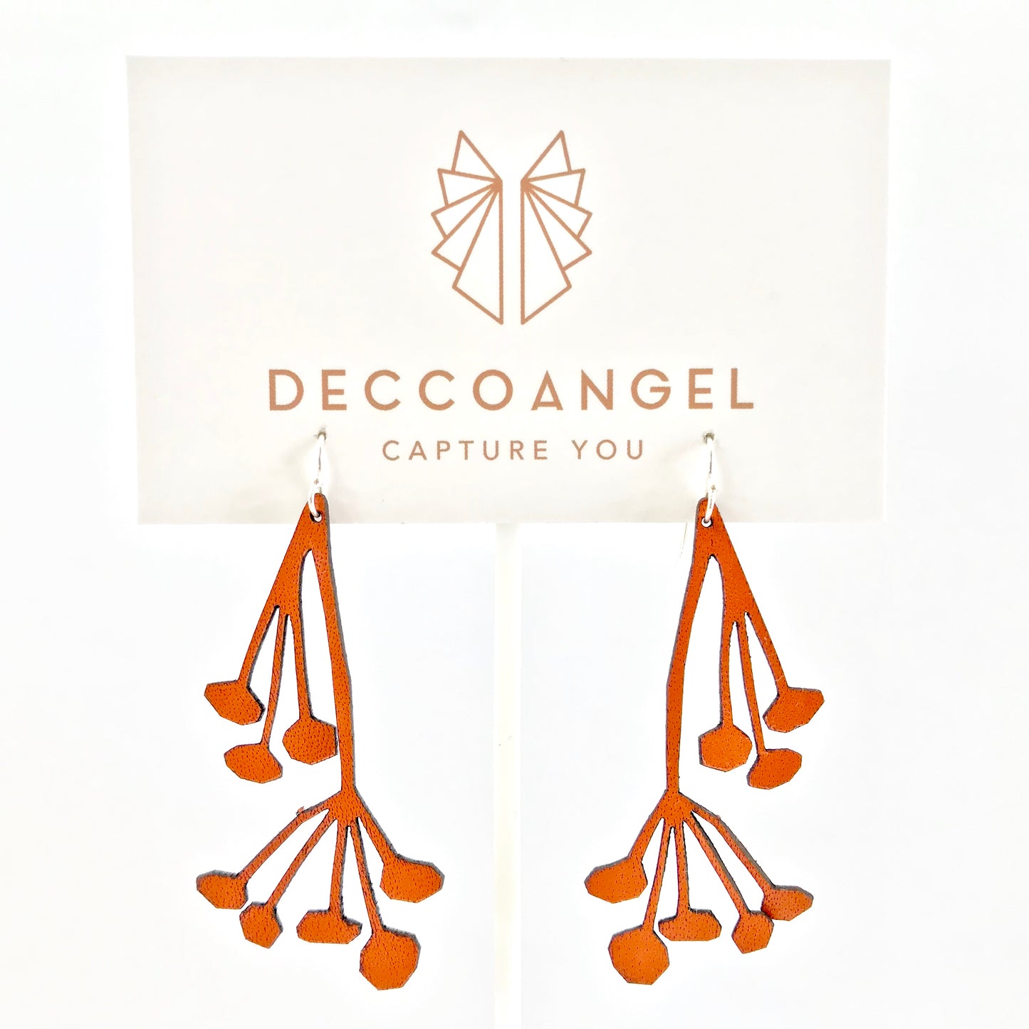 Wattle design leather earrings // lightweight laser cut