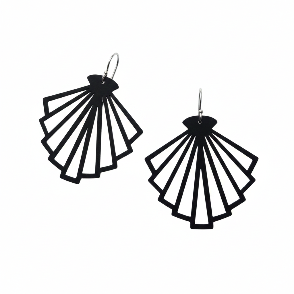 Black Fan Earrings No Connector