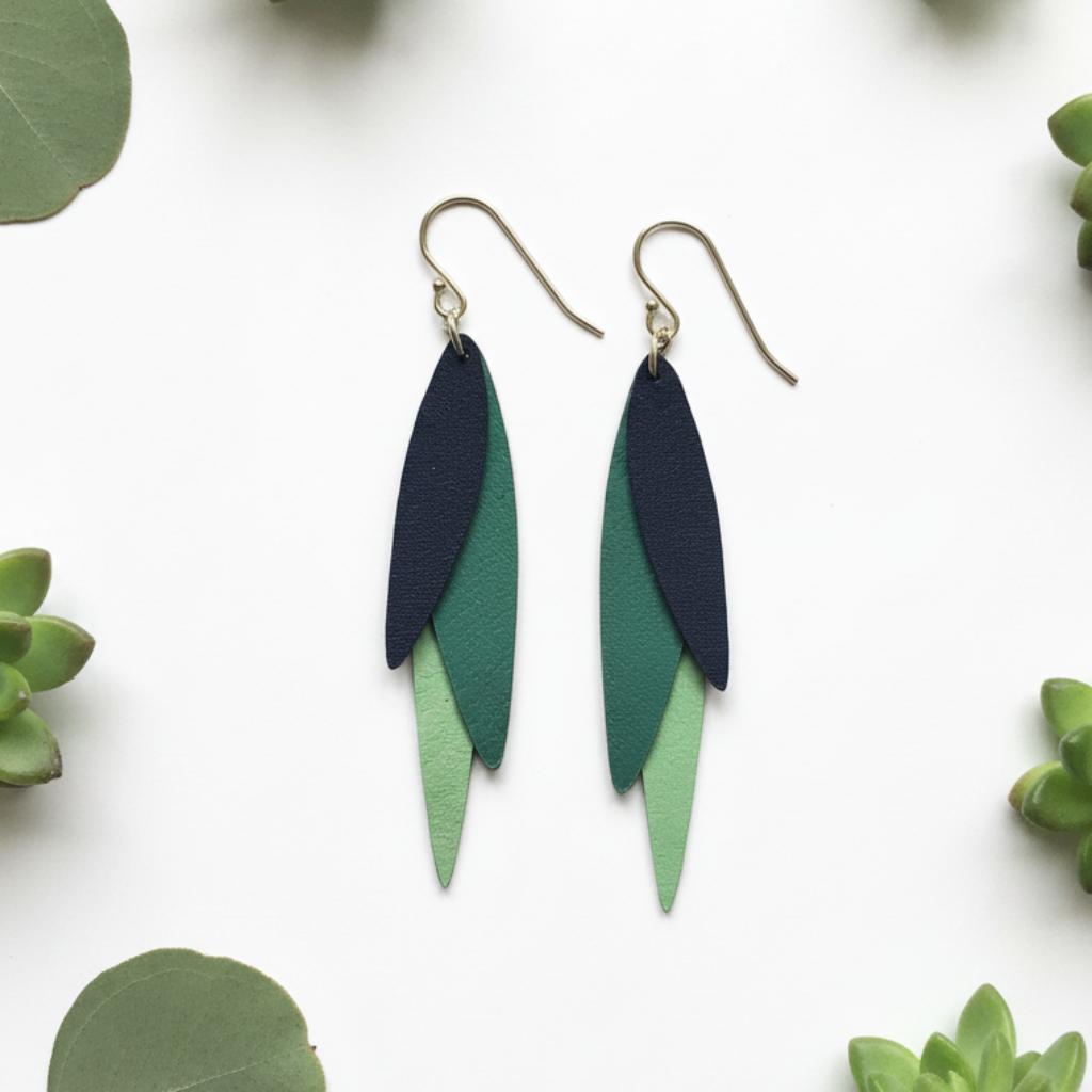 Blue Green Earrings Flat Lay