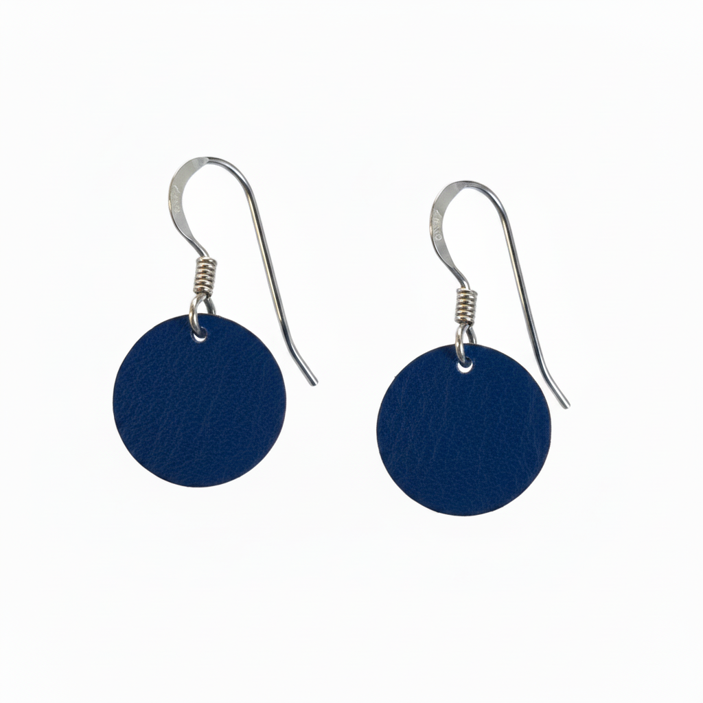 Bright Navy Circle Earrings