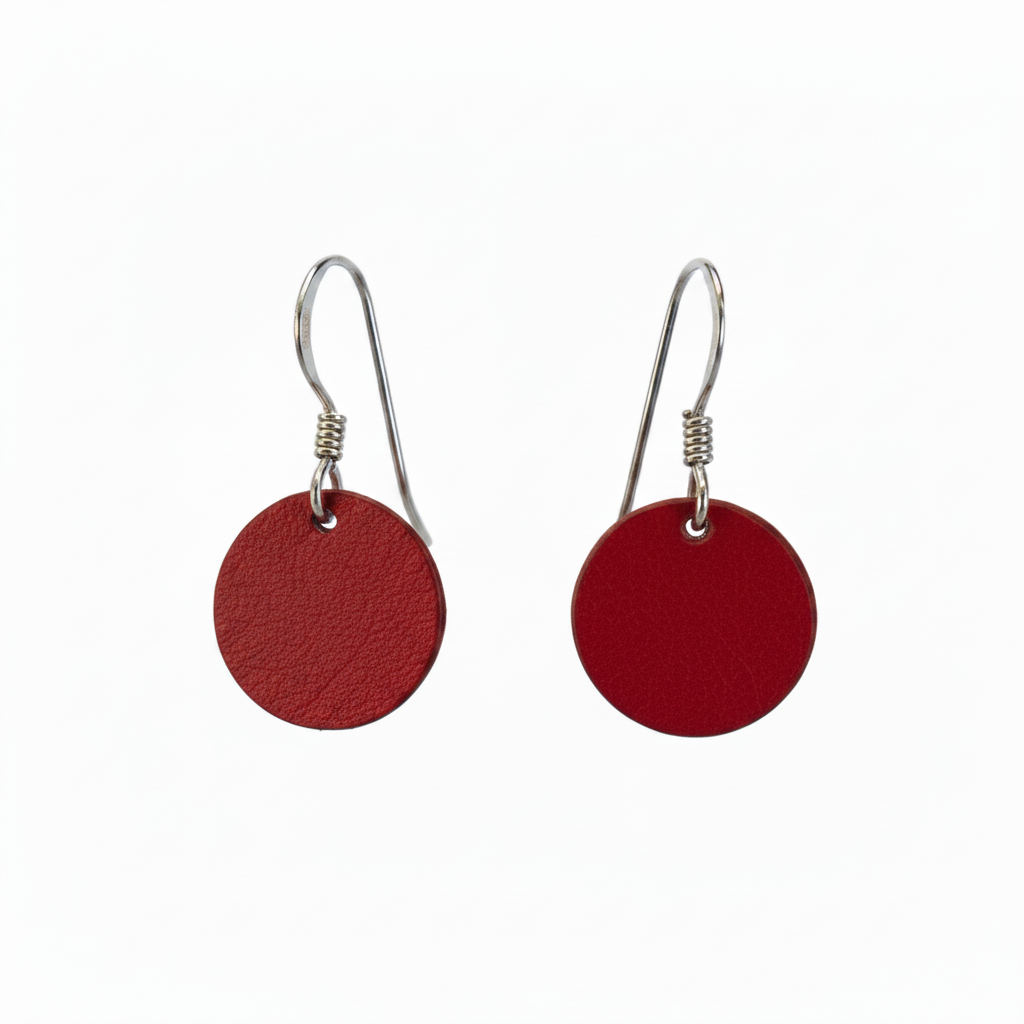 Bright Red Circle Earrings