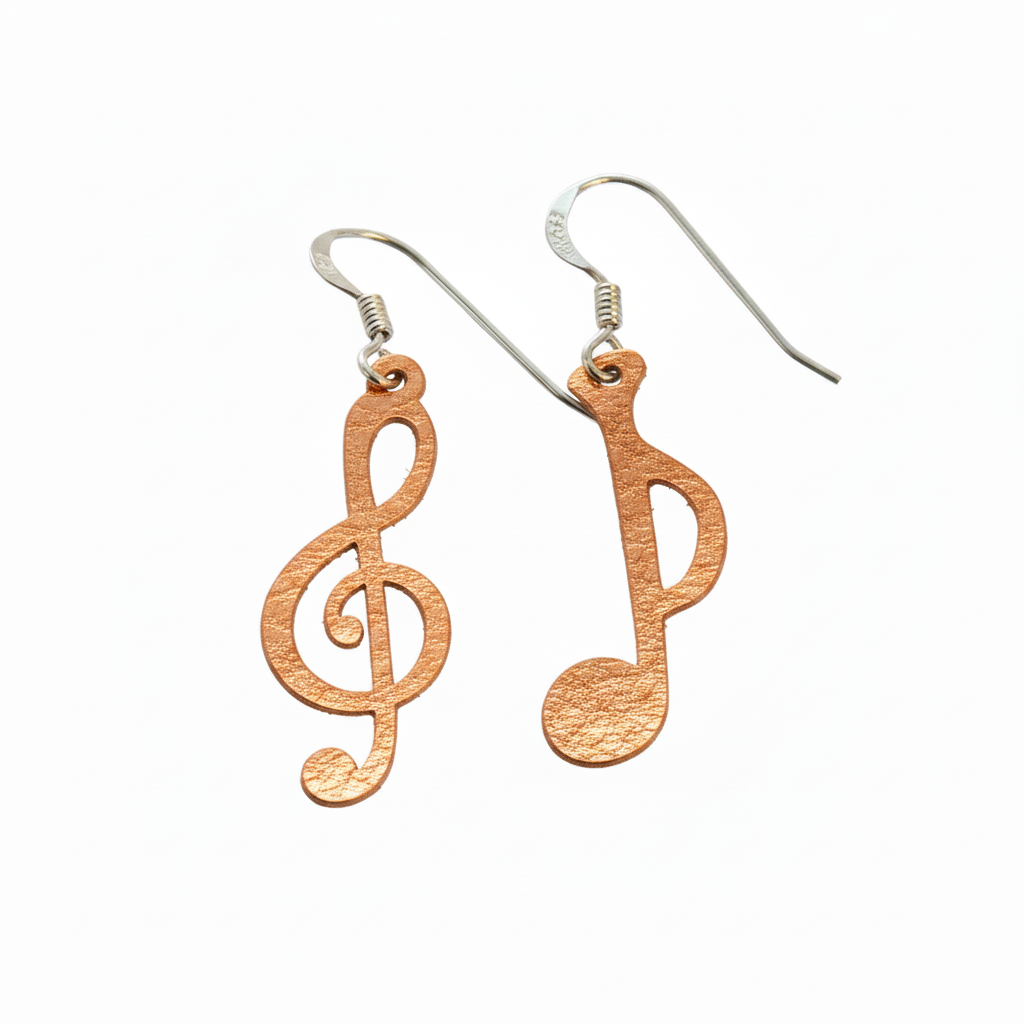 Copper Music Note Earrings Correct Shape