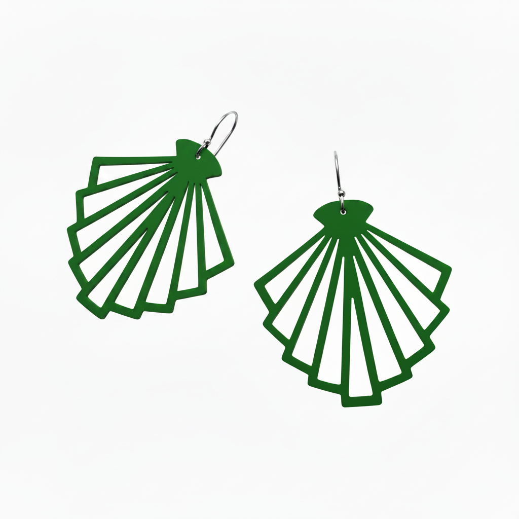 Darker Green Fan Earrings