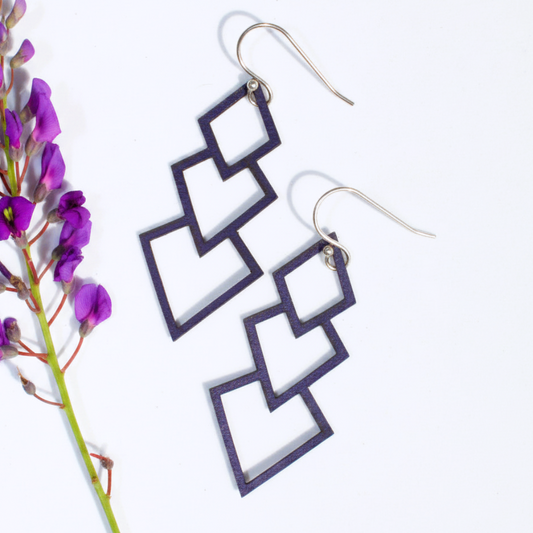 Diamond Cascade Leather Earrings | Geometric Dangle Earrings Australia