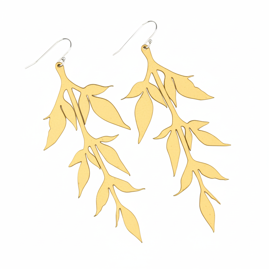 Gold leaf vine earrings