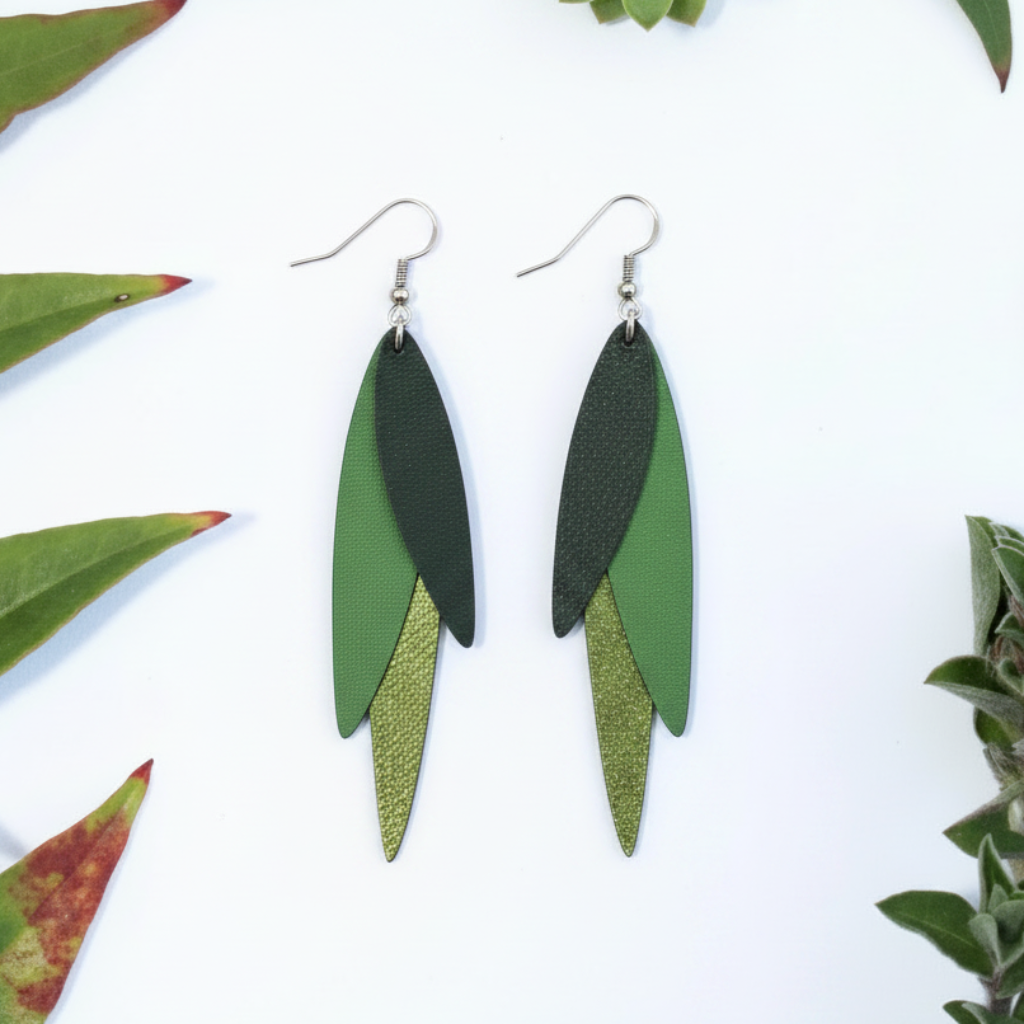 Green Earrings Flat Lay
