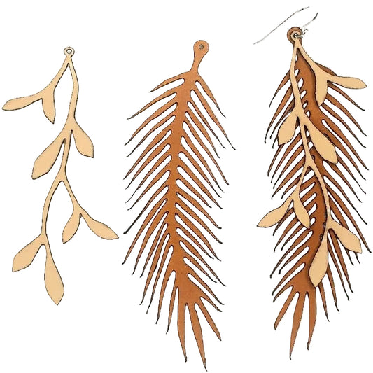 Palm Frond Layered Leather Earrings | Lightweight Earrings Australia