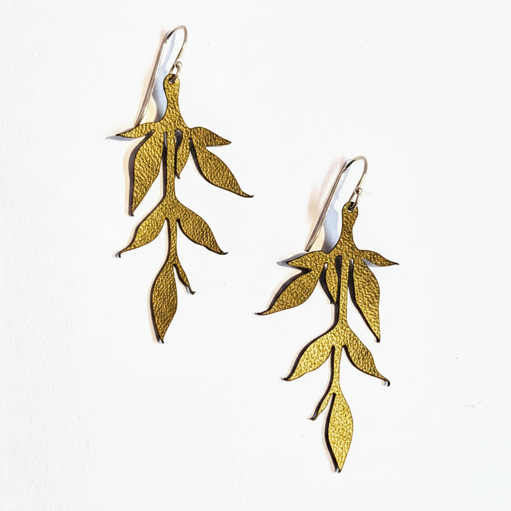 Leaf Vine Earrings - Gold