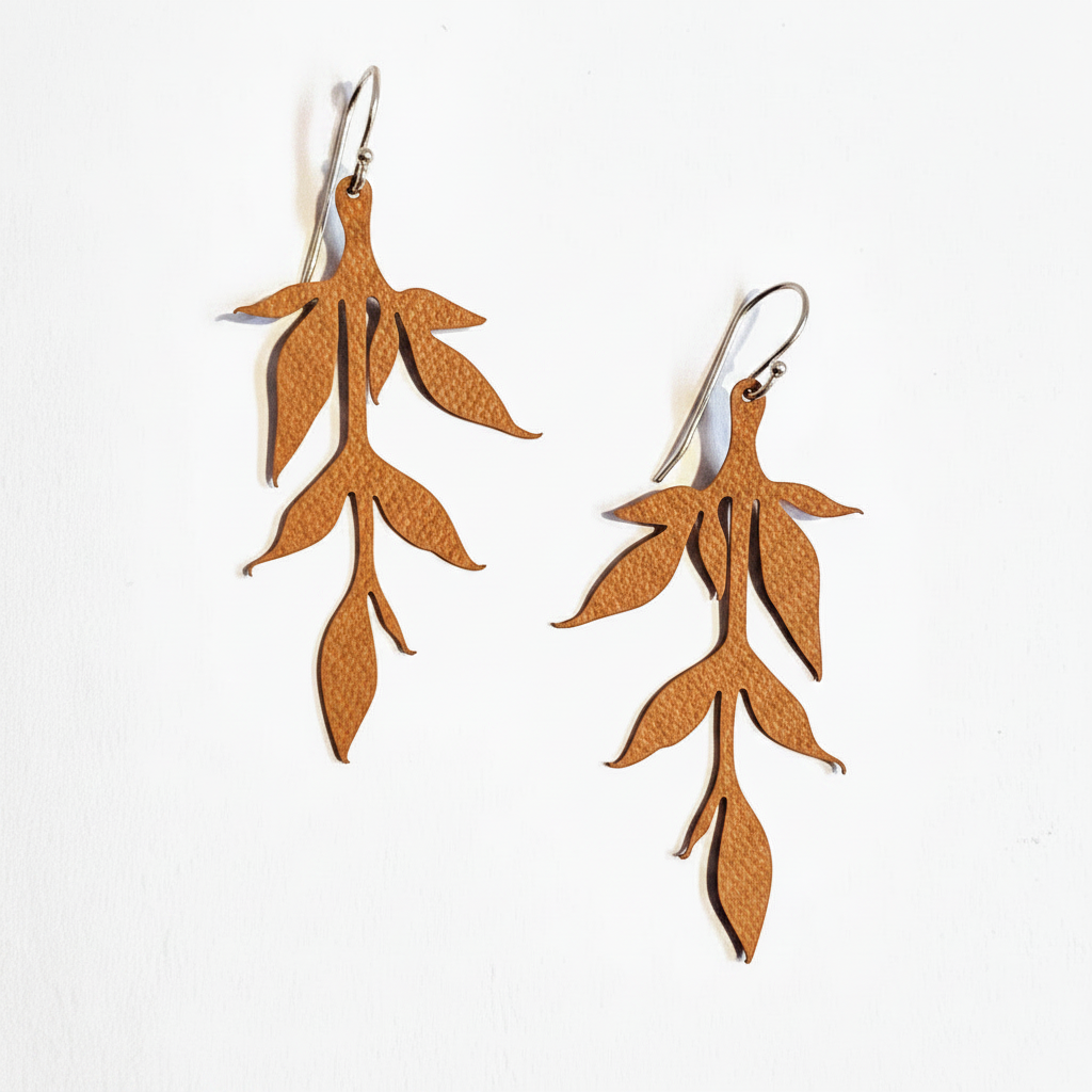 Leaf Vine Earrings in Tan #E0731A