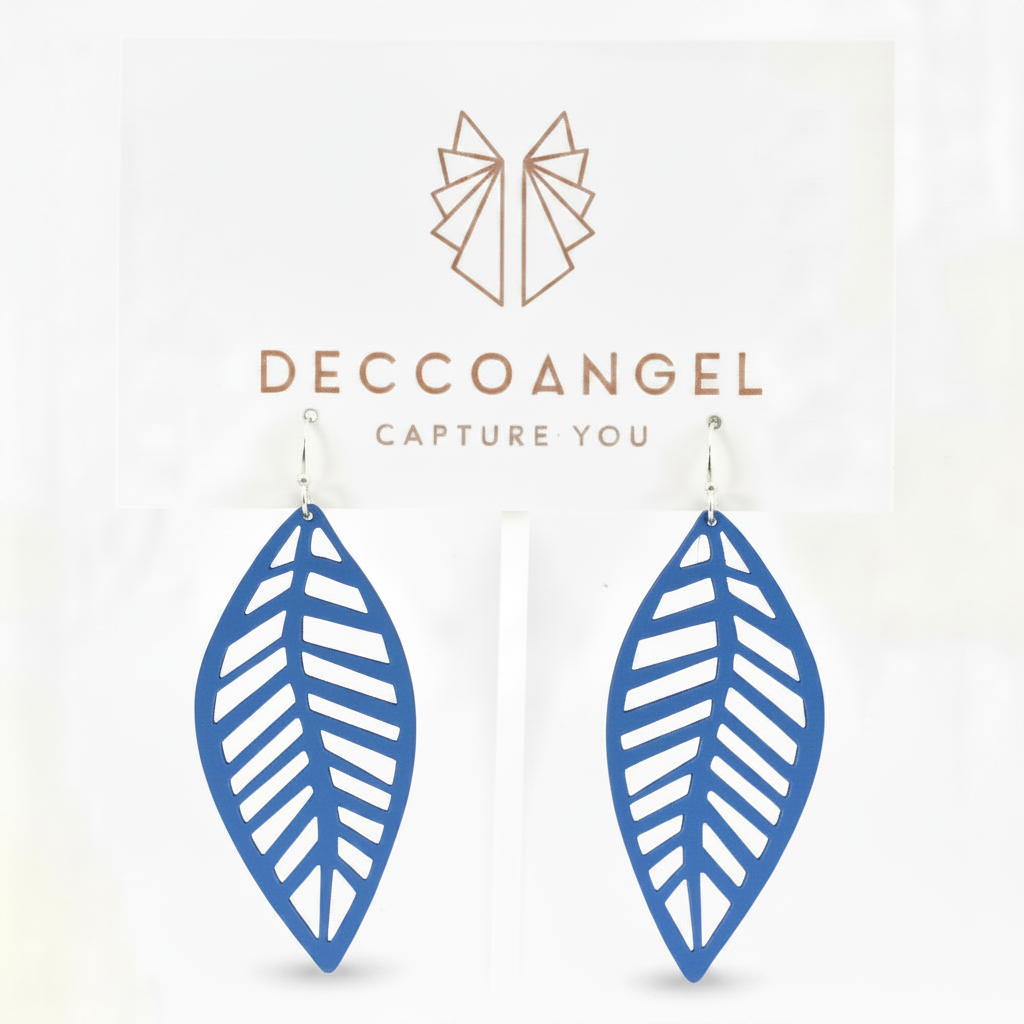 Lighter Navy Leaf Earrings