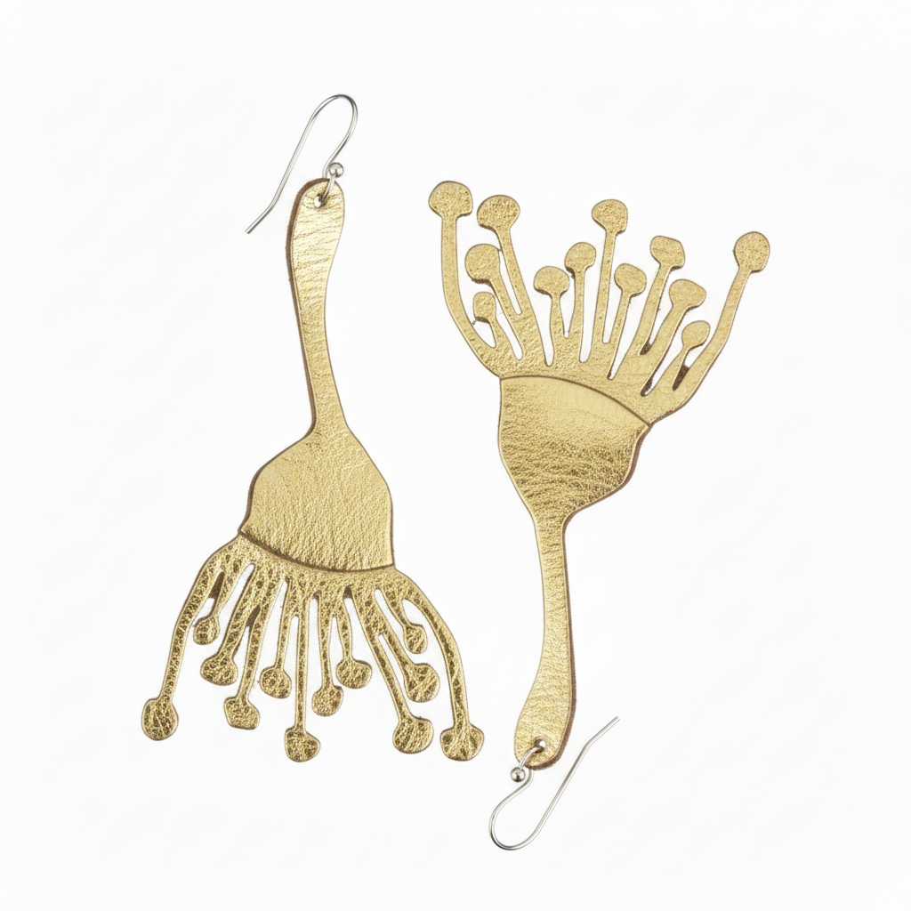 Matte and Metallic Gold Eucalyptus Earrings