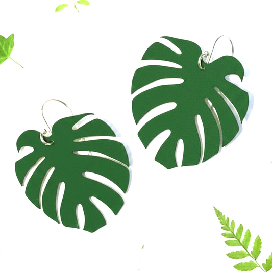 Monstera Leather Earrings | Lightweight drop Earrings Australia