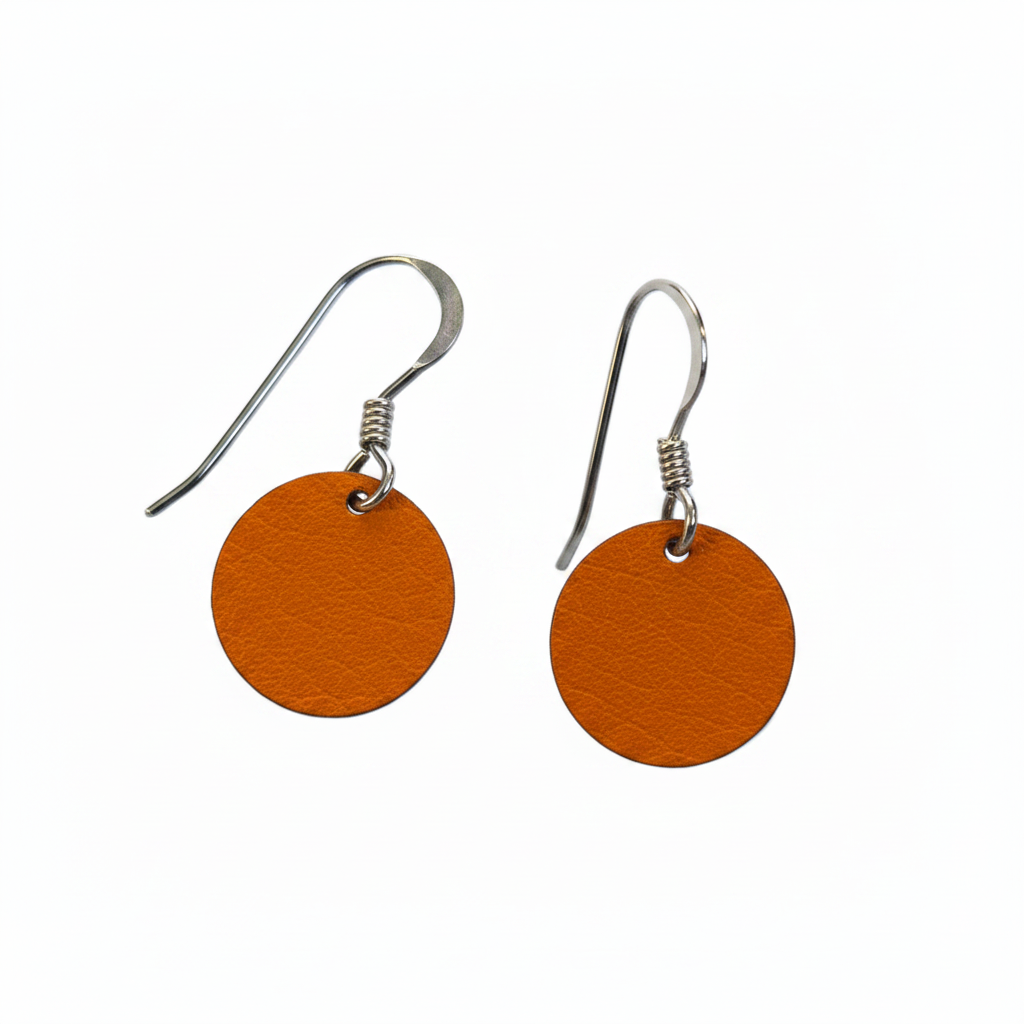 Orange Circle Earrings