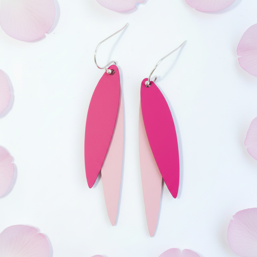 Pink earrings exact design with petals