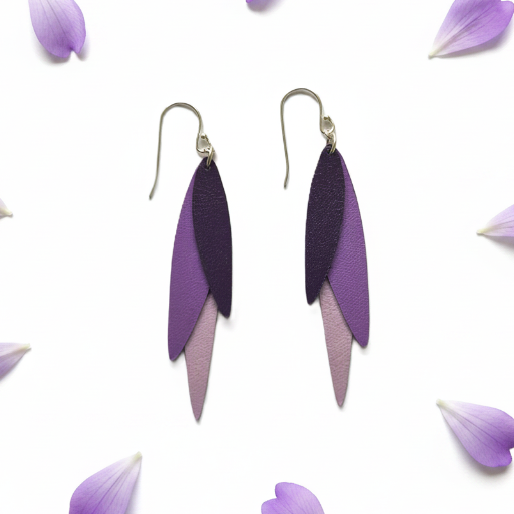 Purple Earrings with Petals