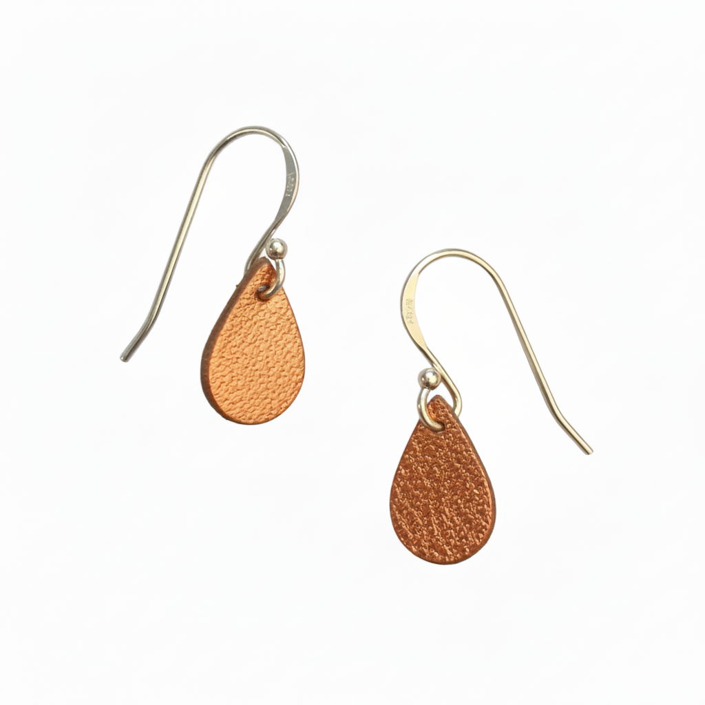 Shiny Copper Droplet Earrings