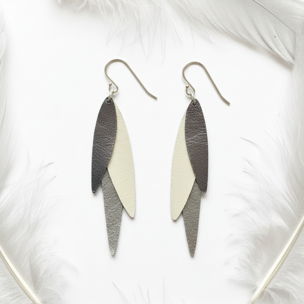 Silver Earrings with Elegant Feathers