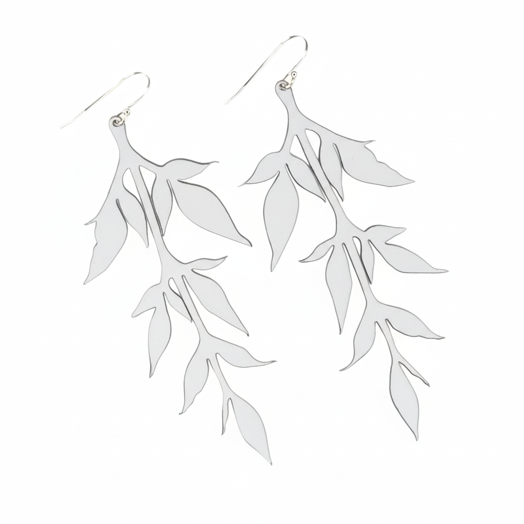 Silver leaf vine earrings
