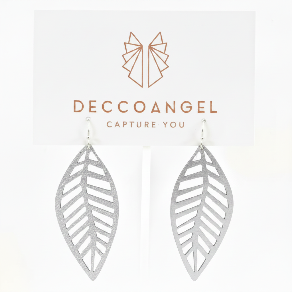 Silver Metallic Leaf Earrings