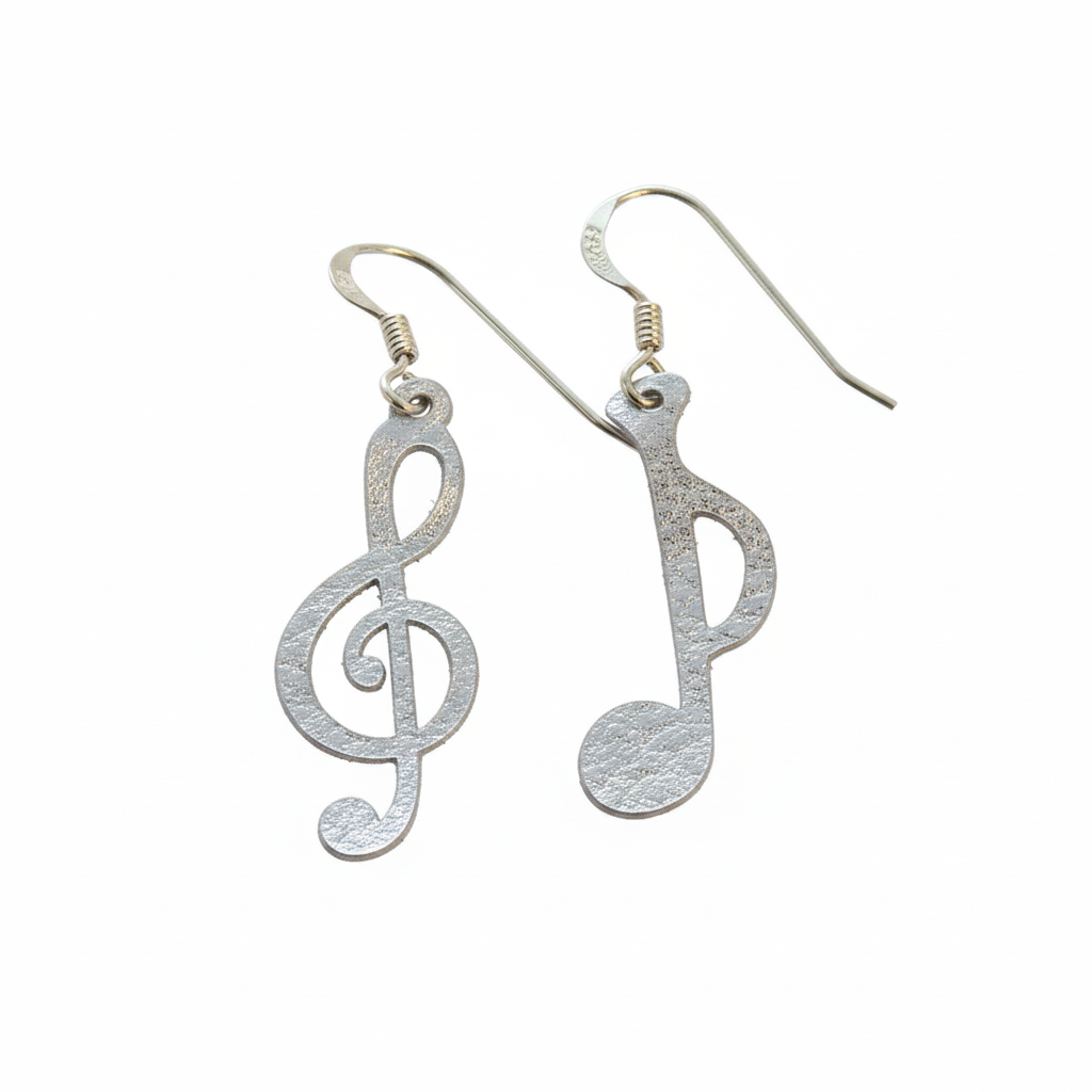 Silver Music Note Earrings Corrected