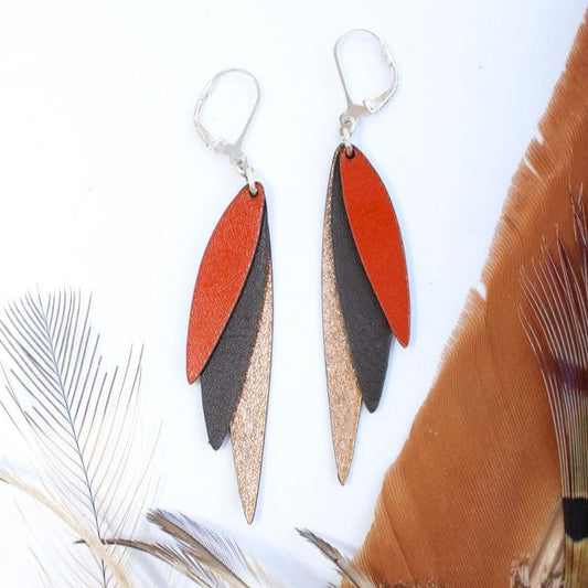 Swallow bird inspired Leather Earrings | Lightweight dangle Earrings Australia