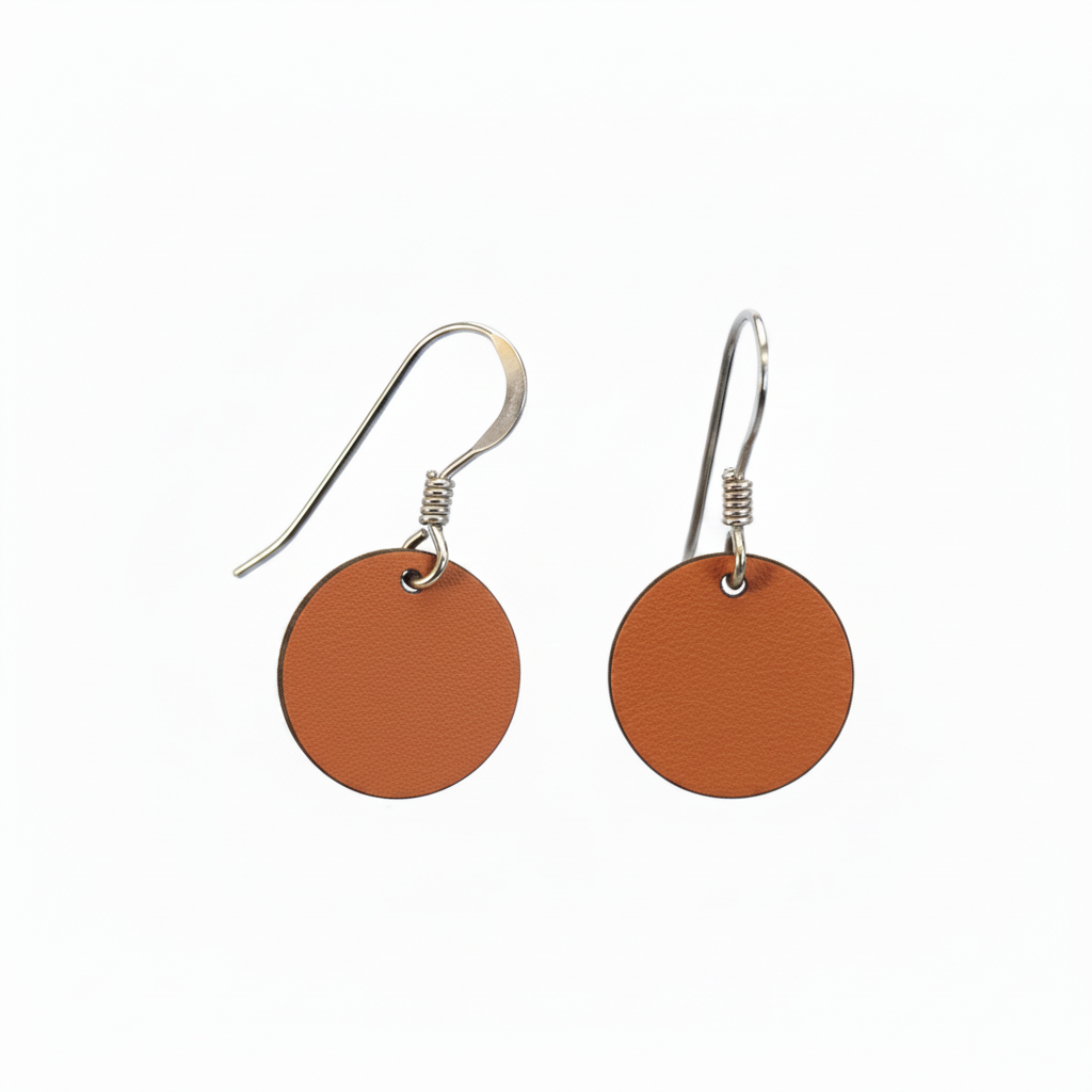 Tan-Orange Circle Earrings