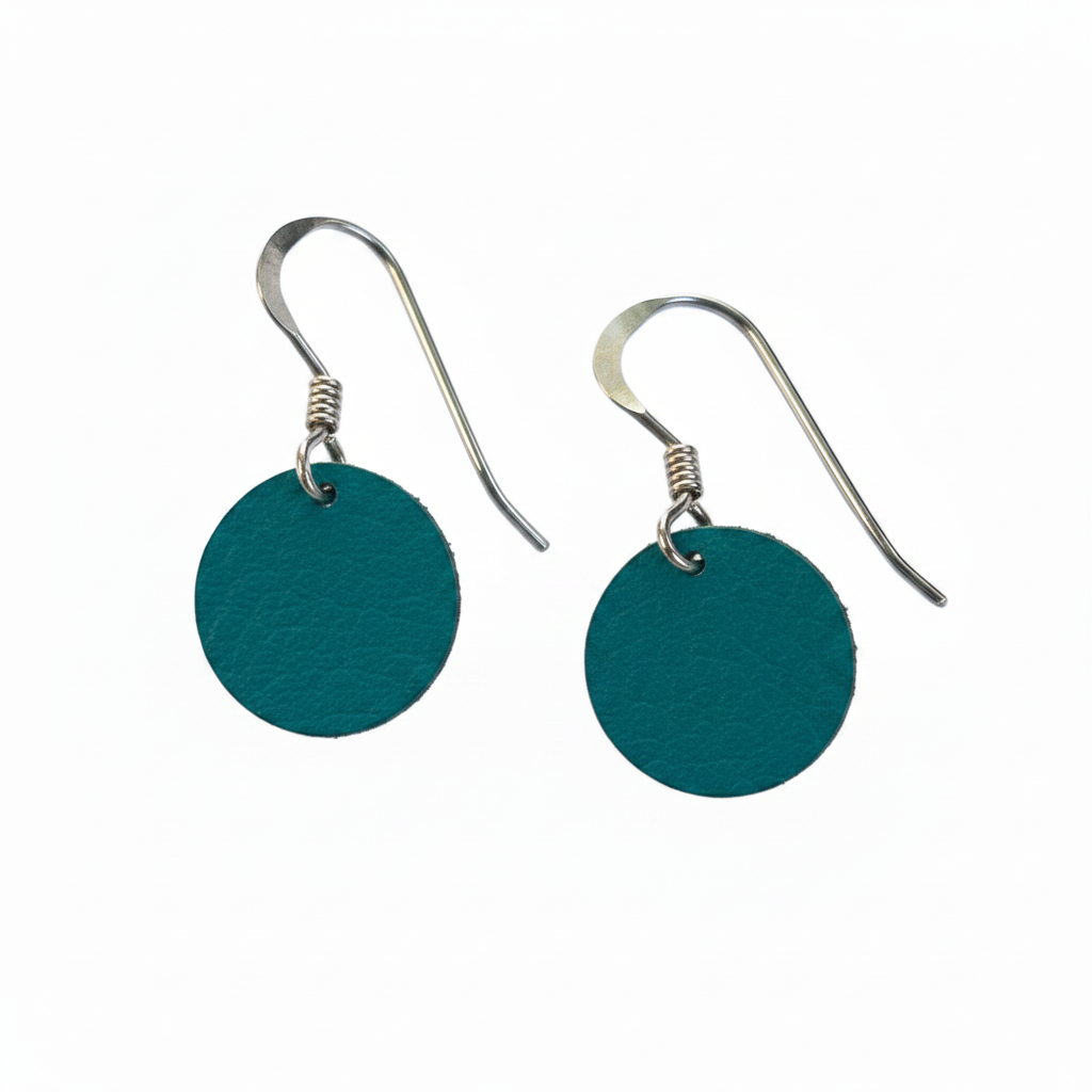 Teal Circle Earrings