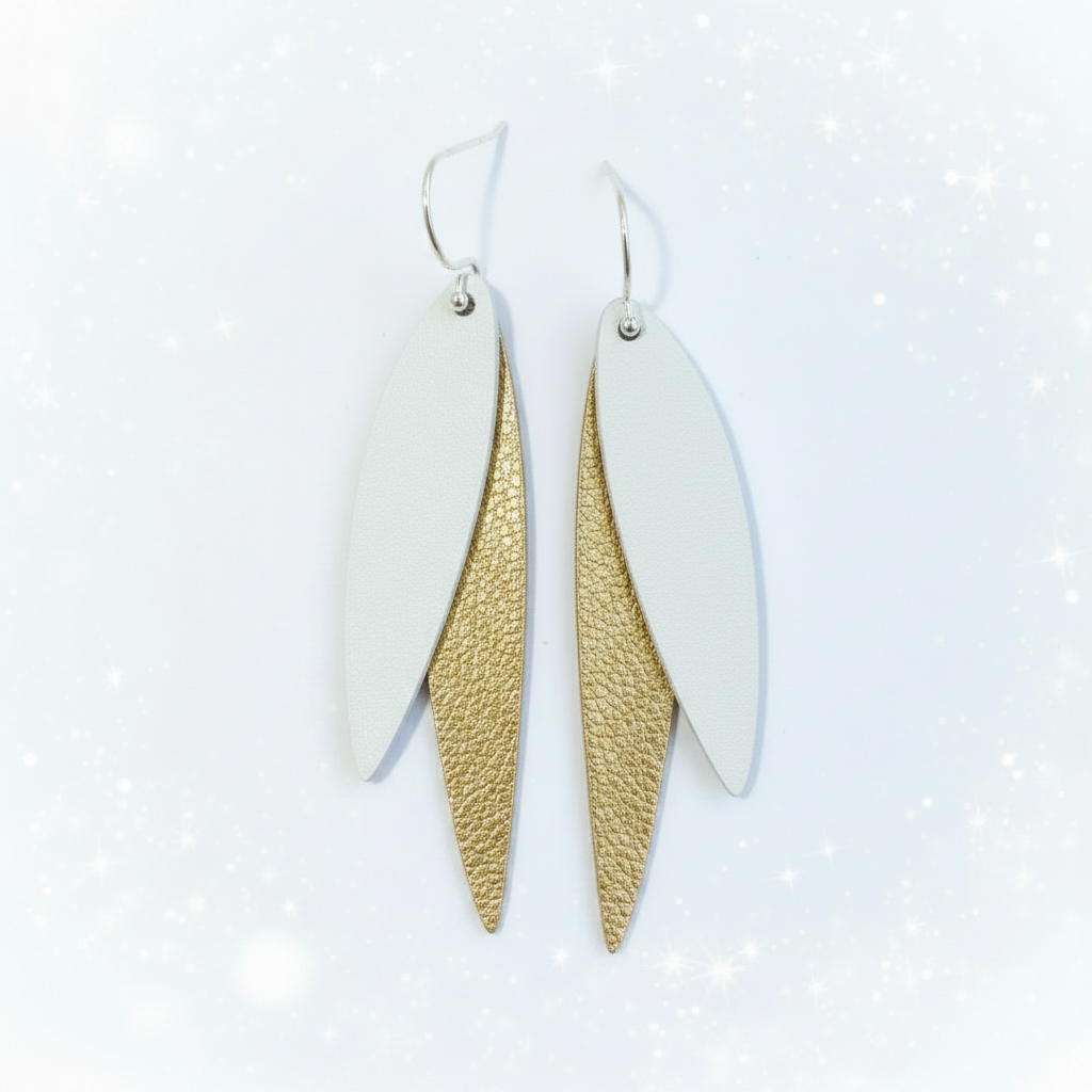 White and gold earrings